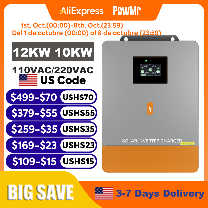 Split Phase Inverter 10Kw 110V 220V - Inverter ibrido solare PowMr 12KW 10KW